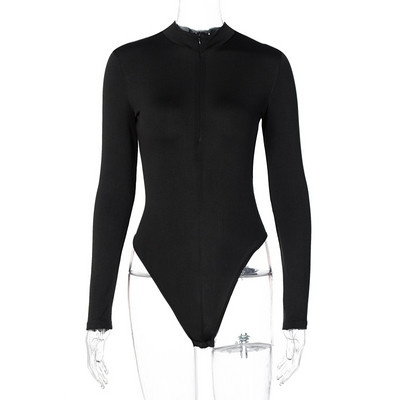 Casual γυναικείο κορμάκι με μακριά μανίκια και στρογγυλή λαιμόκοψη