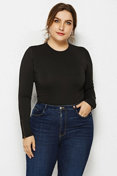 Női pamut body ovális nyakkivágással - nagy méret