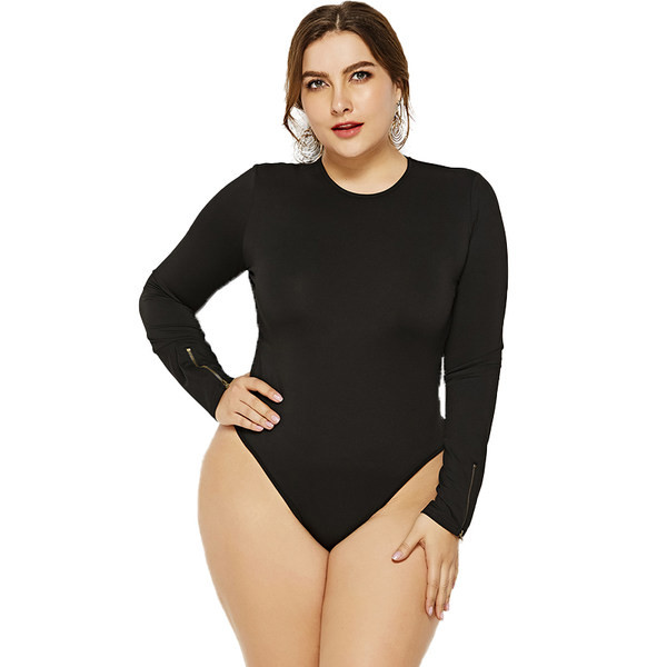 Női pamut body ovális nyakkivágással - nagy méret