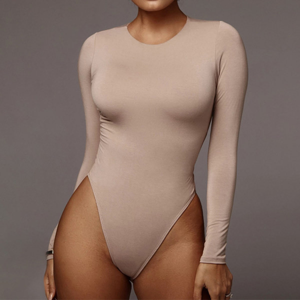 Uus ümara dekoltee ja pikkade varrukatega naiste body mudel