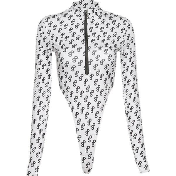 Női test hosszú ujjú, fehér színű cipzárral