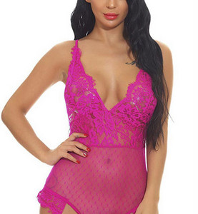 Ženski čipkasti bodi s V izrezom