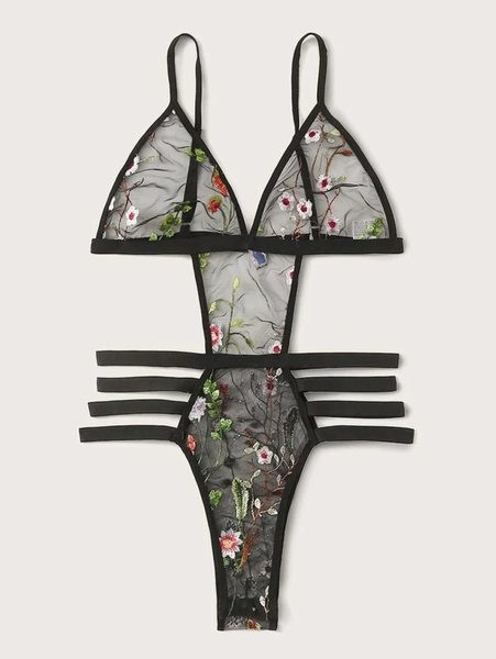 Stílusos női hálós test hímzéssel