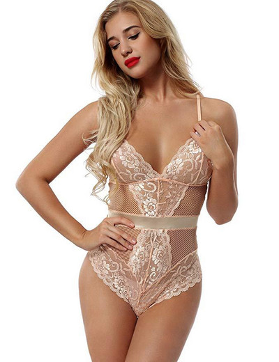 Γυναικείο κορμάκι δαντέλα με διχτυωτό και λεπτές τιράντες