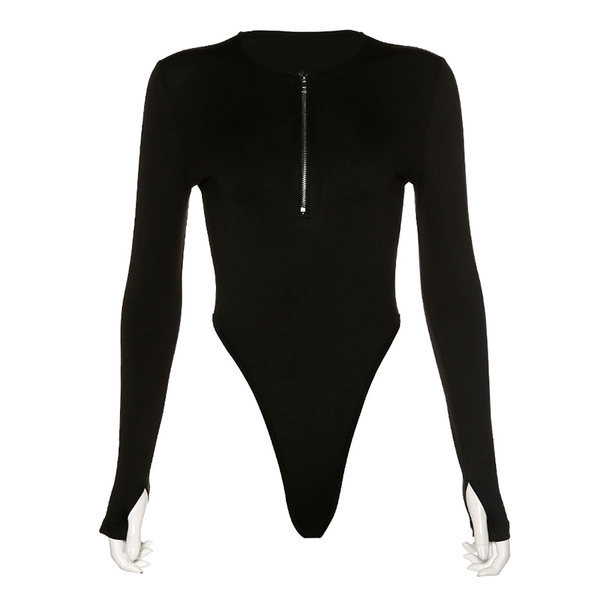 Modern női test ovális nyakkivágással és cipzárral