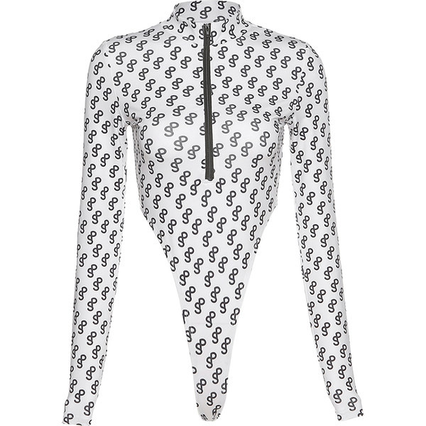 Moodne pikkade varrukate ja trükiga bodi naistele