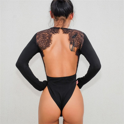 Γυναικείο κομψό κορμάκι με δαντέλα και ανοιχτή πλάτη