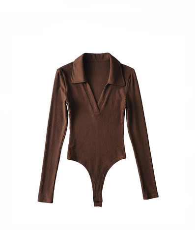 Γυναικείο κορμάκι κοτλέ με κλασικό γιακά και λαιμόκοψη spitz