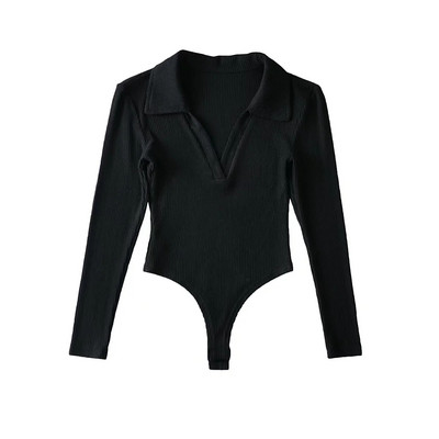 Γυναικείο κορμάκι κοτλέ με κλασικό γιακά και λαιμόκοψη spitz