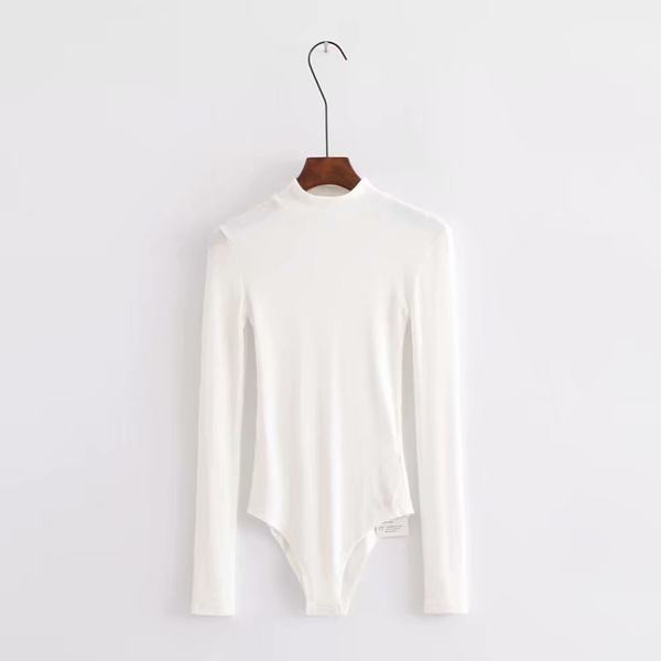 Polo krae ja pikkade varrukatega naiste body