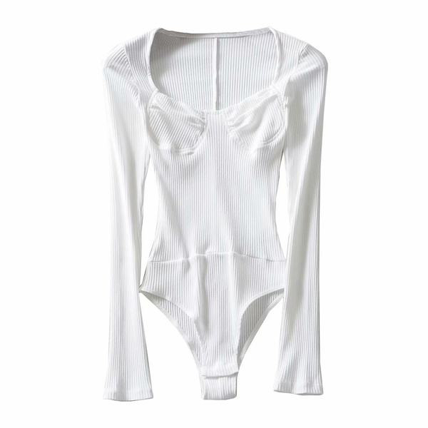 Női napi body négyszögletes nyakkivágással és hosszú ujjal