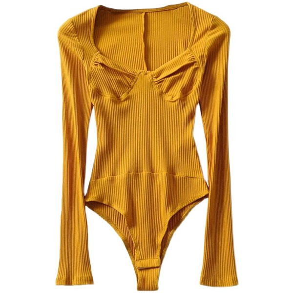 Női napi body négyszögletes nyakkivágással és hosszú ujjal