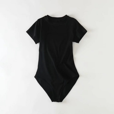 Ümara kaelusega ja lühikeste varrukatega naiste body