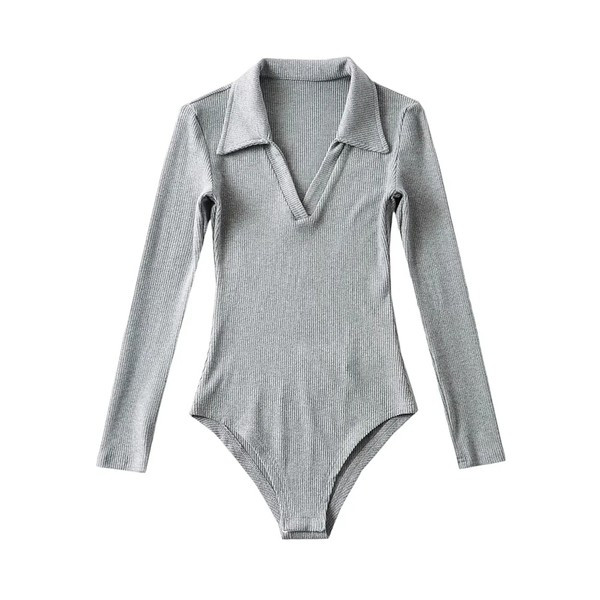 Γυναικείο κορμάκι με κλασικό γιακά και λαιμόκοψη spitz