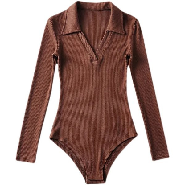 Γυναικείο κορμάκι με κλασικό γιακά και λαιμόκοψη spitz