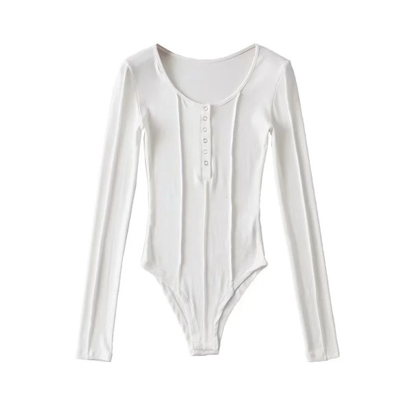 Γυναικείο καθημερινό κορμάκι με κουμπιά και οβάλ λαιμόκοψη