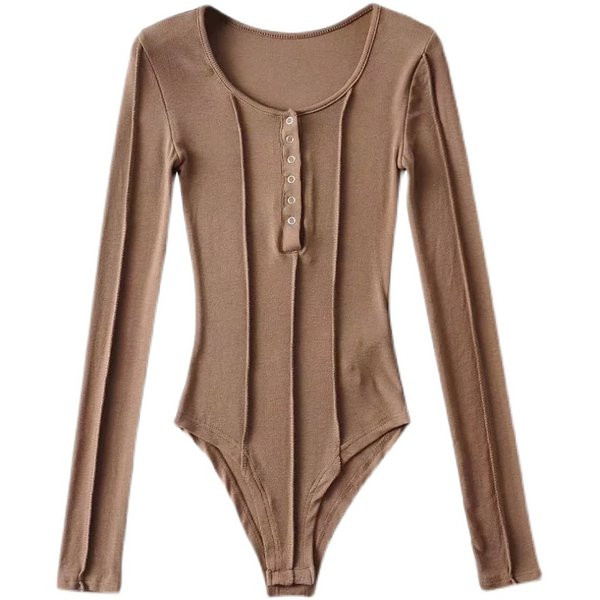 Γυναικείο καθημερινό κορμάκι με κουμπιά και οβάλ λαιμόκοψη