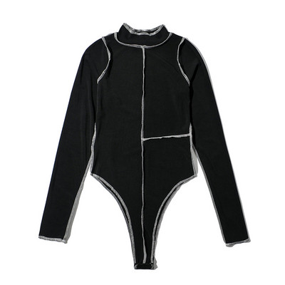 Μοντέρνο διχτυωτό κορμάκι απλό μοντέλο με ψηλό γιακά για γυναίκες