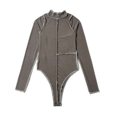 Μοντέρνο διχτυωτό κορμάκι απλό μοντέλο με ψηλό γιακά για γυναίκες