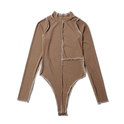 Μοντέρνο διχτυωτό κορμάκι απλό μοντέλο με ψηλό γιακά για γυναίκες