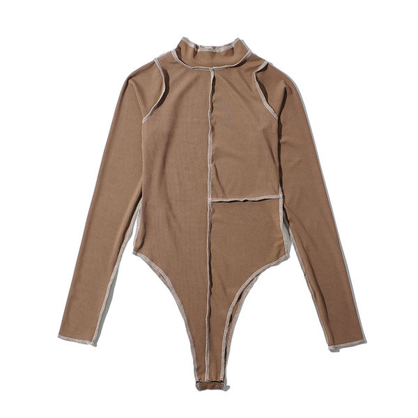 Μοντέρνο διχτυωτό κορμάκι απλό μοντέλο με ψηλό γιακά για γυναίκες