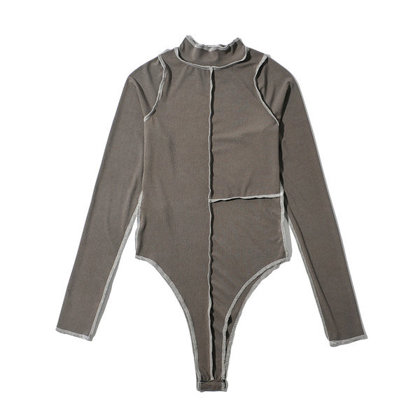 Μοντέρνο διχτυωτό κορμάκι απλό μοντέλο με ψηλό γιακά για γυναίκες