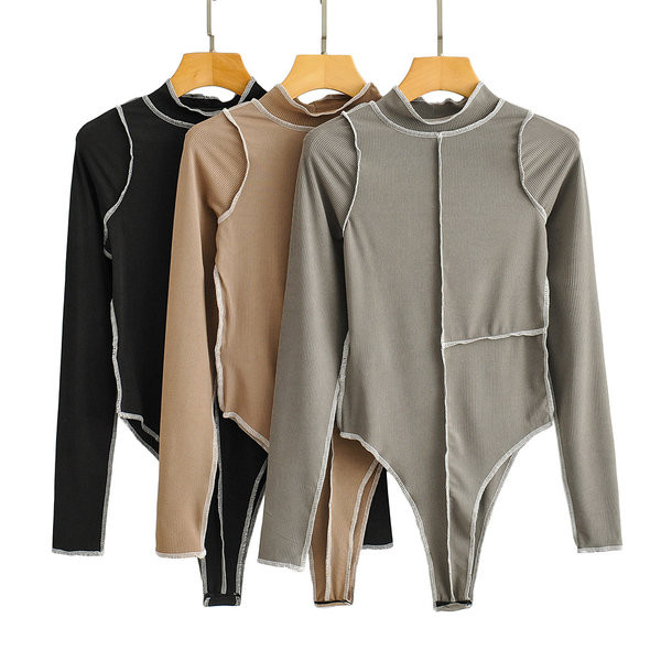 Μοντέρνο διχτυωτό κορμάκι απλό μοντέλο με ψηλό γιακά για γυναίκες