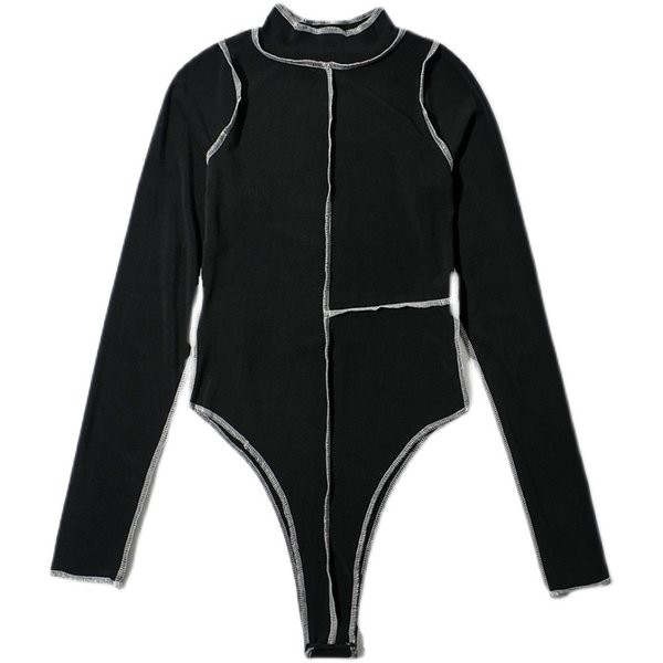 Μοντέρνο διχτυωτό κορμάκι απλό μοντέλο με ψηλό γιακά για γυναίκες