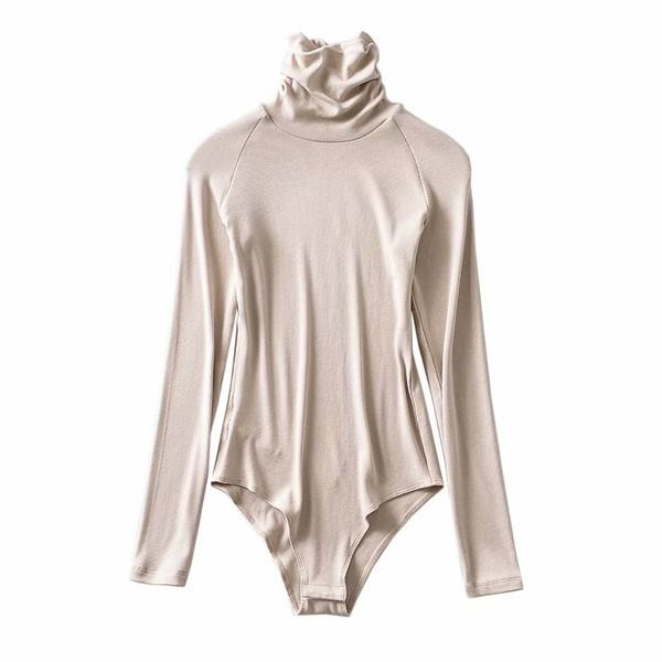 Naiste ühevärviline polokrae ja pikkade varrukatega body