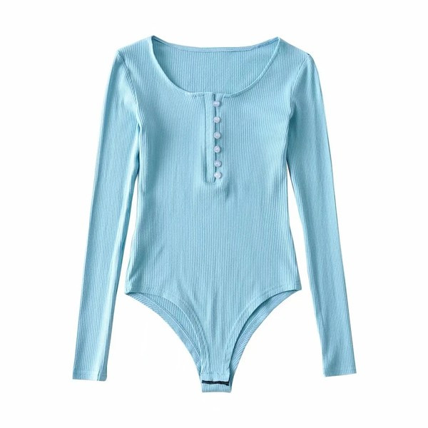 Aktuális test ovális nyakkivágással és gombokkal nőknek