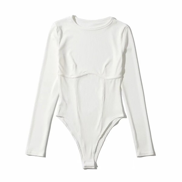 Naiste vabaaja keha ovaalse dekoltee ja pikkade varrukatega