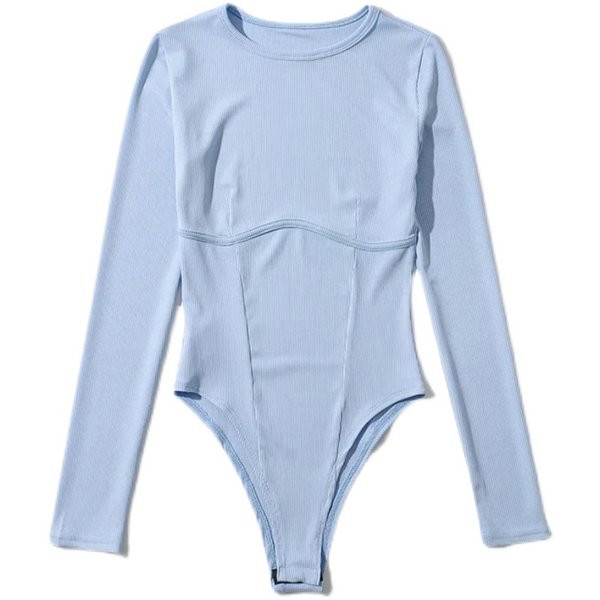 Naiste vabaaja keha ovaalse dekoltee ja pikkade varrukatega