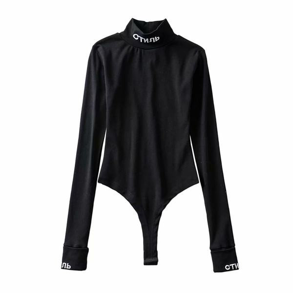 Γυναικείο κορμάκι κλασικό  μοντέλο με ψηλό γιακά και επιγραφή