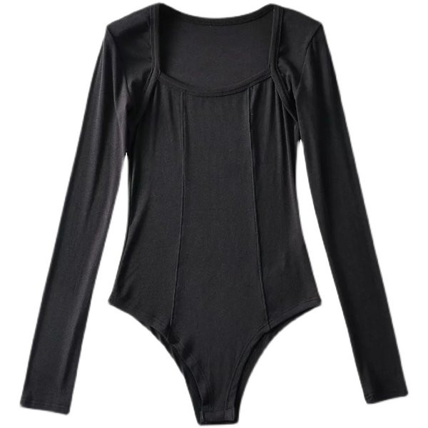 Γυναικείο μοντέρνο κορμάκι με τετράγωνη λαιμόκοψη και μακριά μανίκια