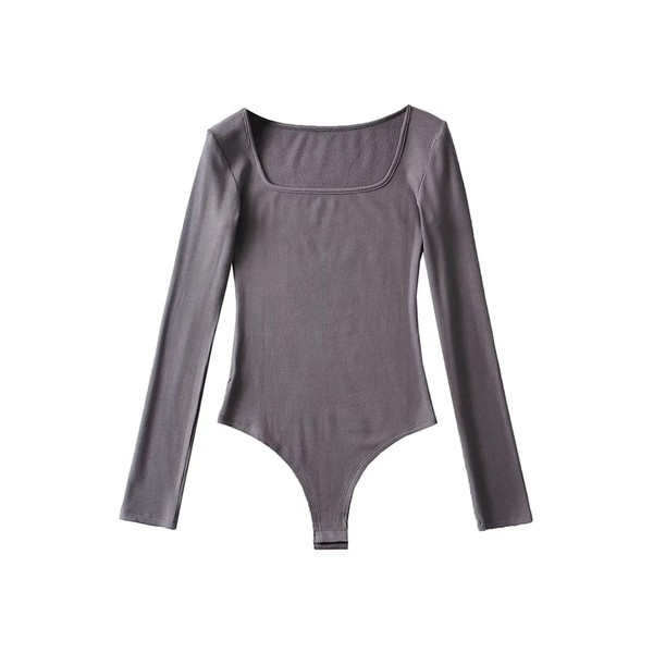 Kandilise dekoltee ja pikkade varrukatega naiste igapäevane body