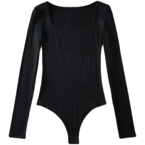 Kandilise dekoltee ja pikkade varrukatega naiste igapäevane body