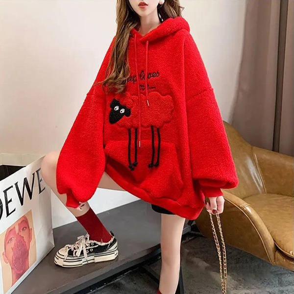 Γυναικείο πουπουλένιο φούτερ με κουκούλα - φαρδύ μοντέλο 