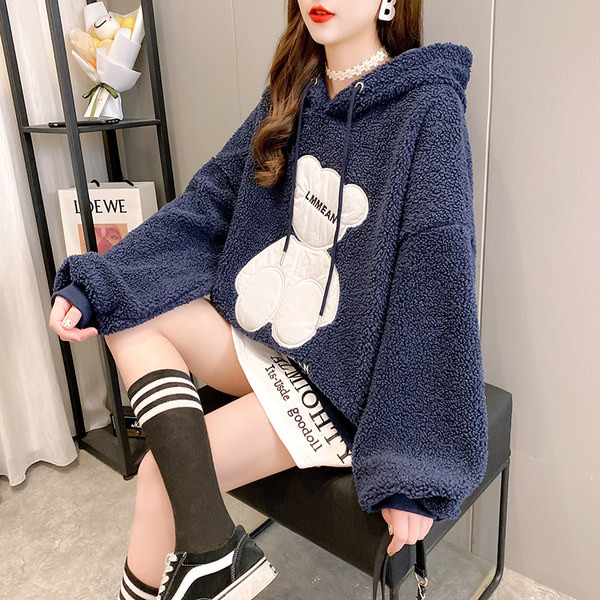 Uue mudeli naiste lai dressipluus tikandi ja kapuutsiga