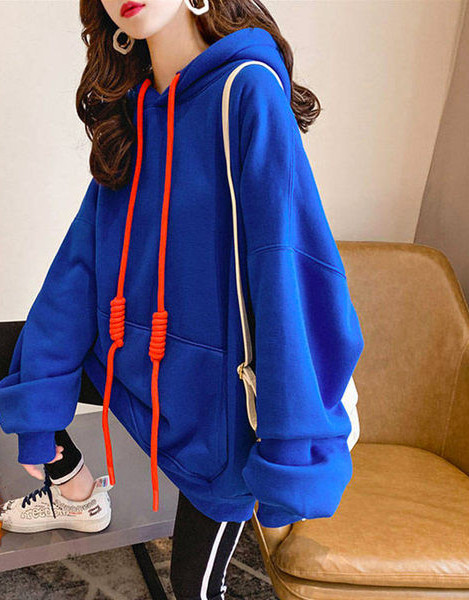 Φαρδύ μοντέλο γυναικείο φούτερ με κουκούλα