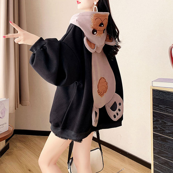 Modern női pulóver kapucnival és 3D elemmel