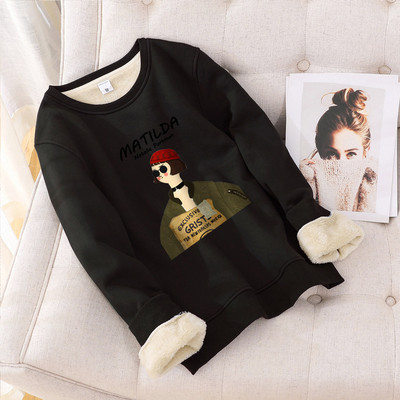 Γυναικεία μπλούζα με ζεστή φόδρα και στρογγυλή λαιμόκοψη