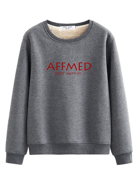 Γυναικεία μπλούζα με ζεστή φόδρα και στρογγυλή λαιμόκοψη