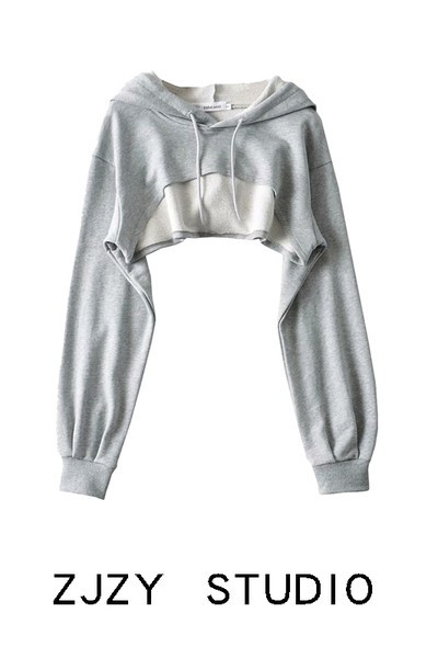 Naiste lühike kapuutsiga dressipluus kolmes värvitoonis