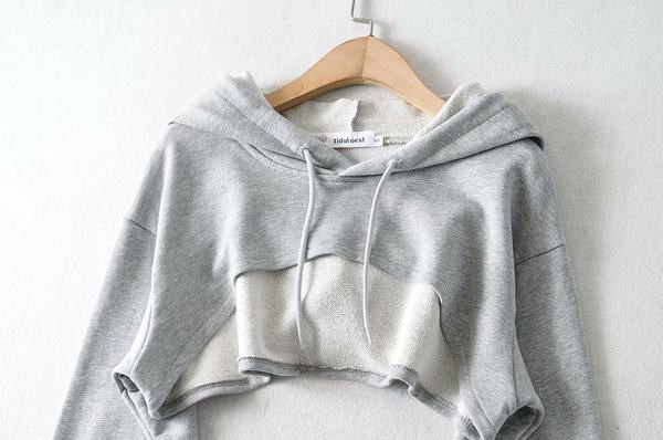 Naiste lühike kapuutsiga dressipluus kolmes värvitoonis