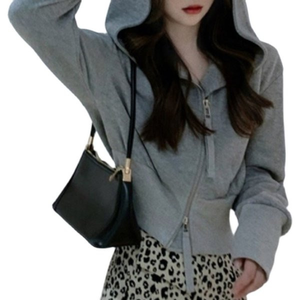 Γυναικείο casual φούτερ με κουκούλα και φερμουάρ