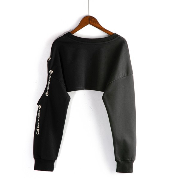 Moodne musta värvi ümara kaelusega naiste pluus