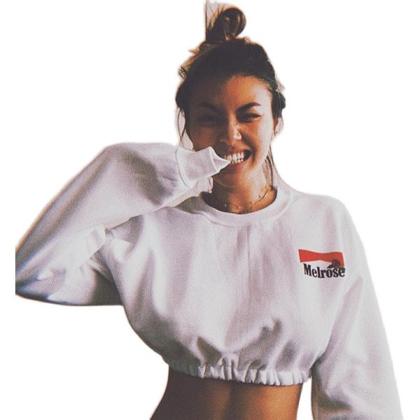 Rövid női blúz gumival és rátéttel