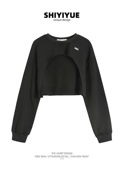 Lühike musta värvi naiste pluus