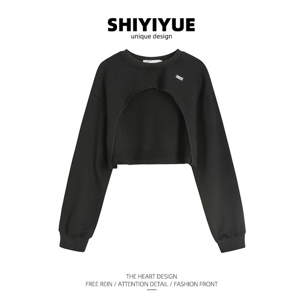 Lühike musta värvi naiste pluus