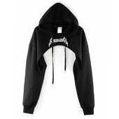 Must naiste kapuutsiga dressipluus - lühike mudel